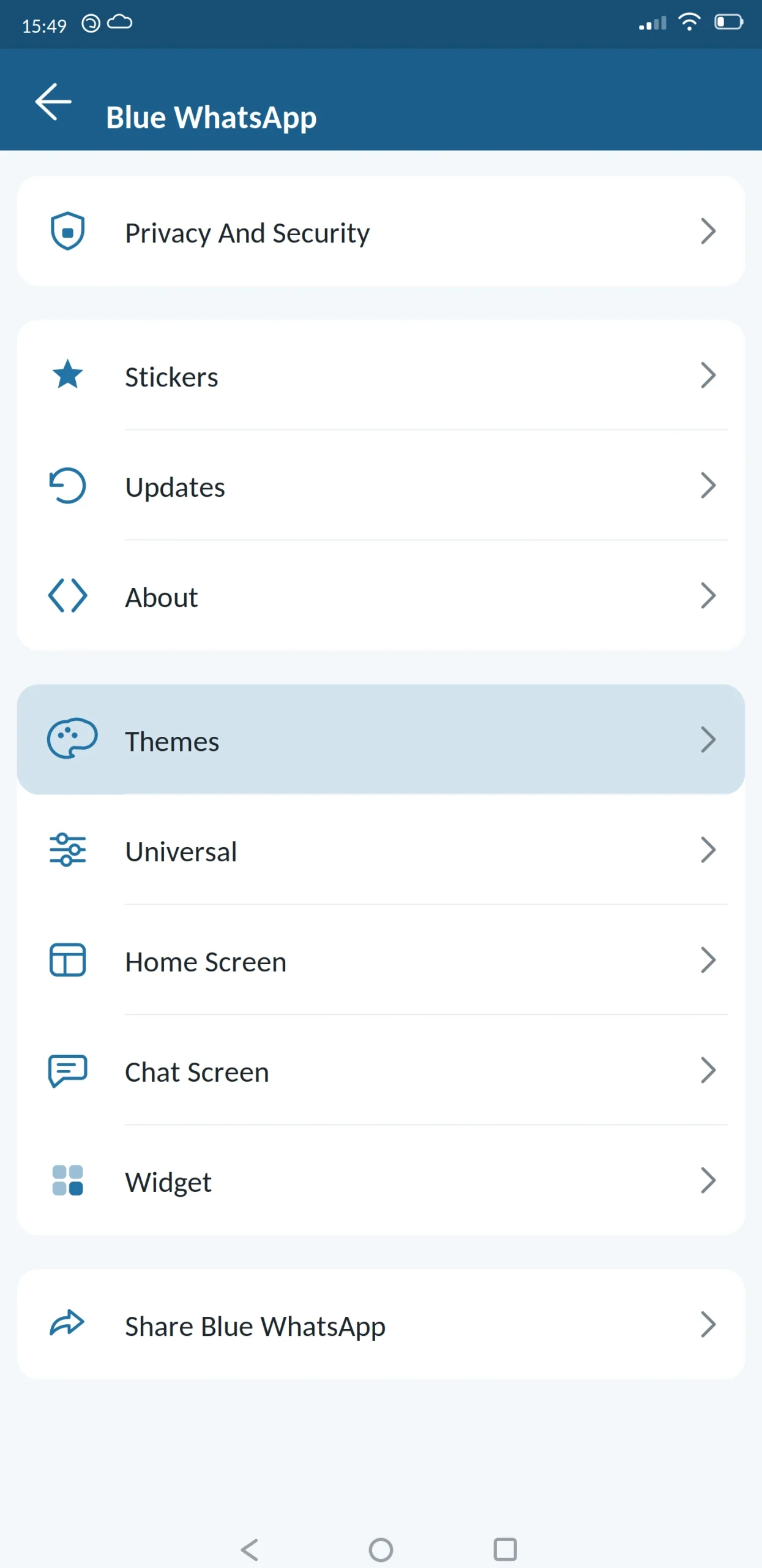 Blue WhatsApp Main Menu