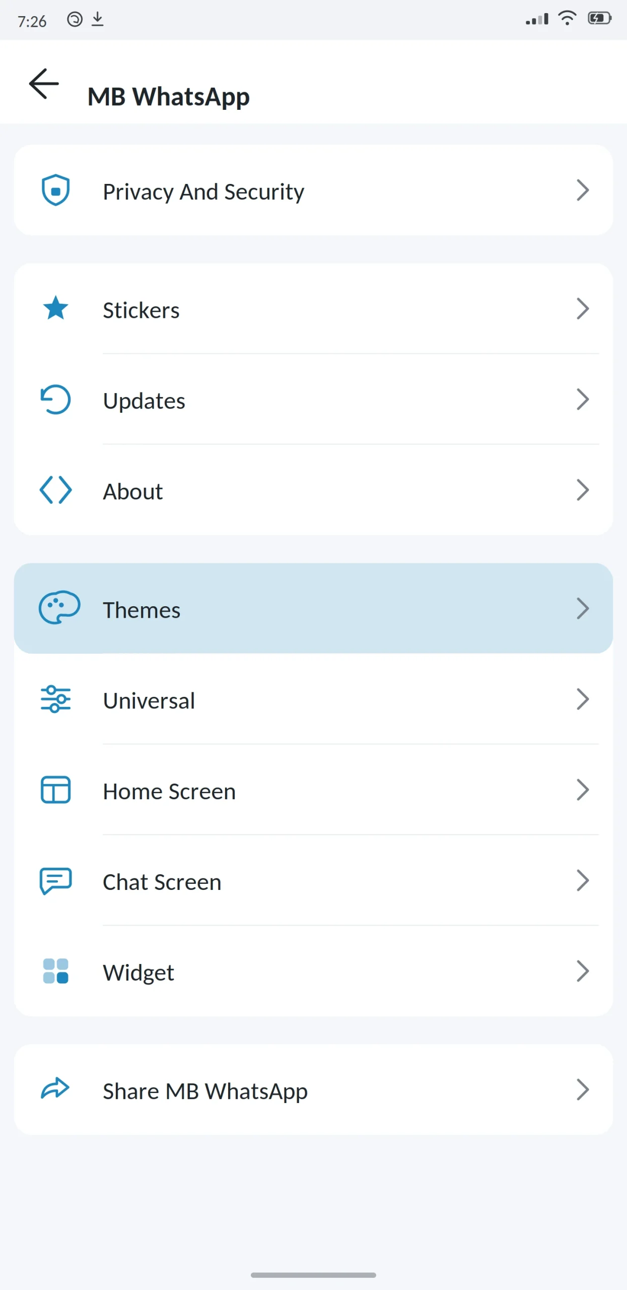 MB WhatsApp Main Menu