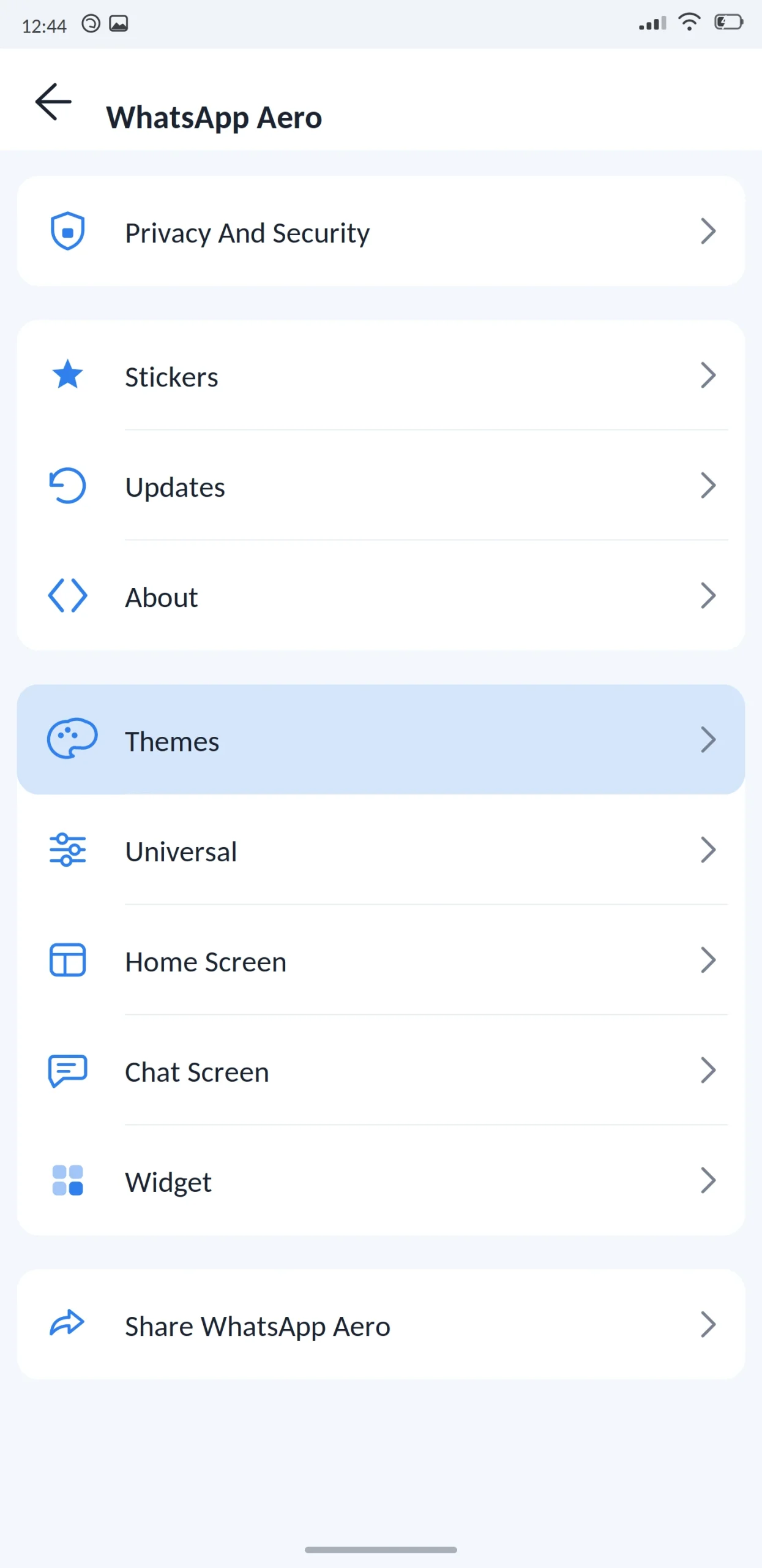 WhatsApp Aero Main Menu