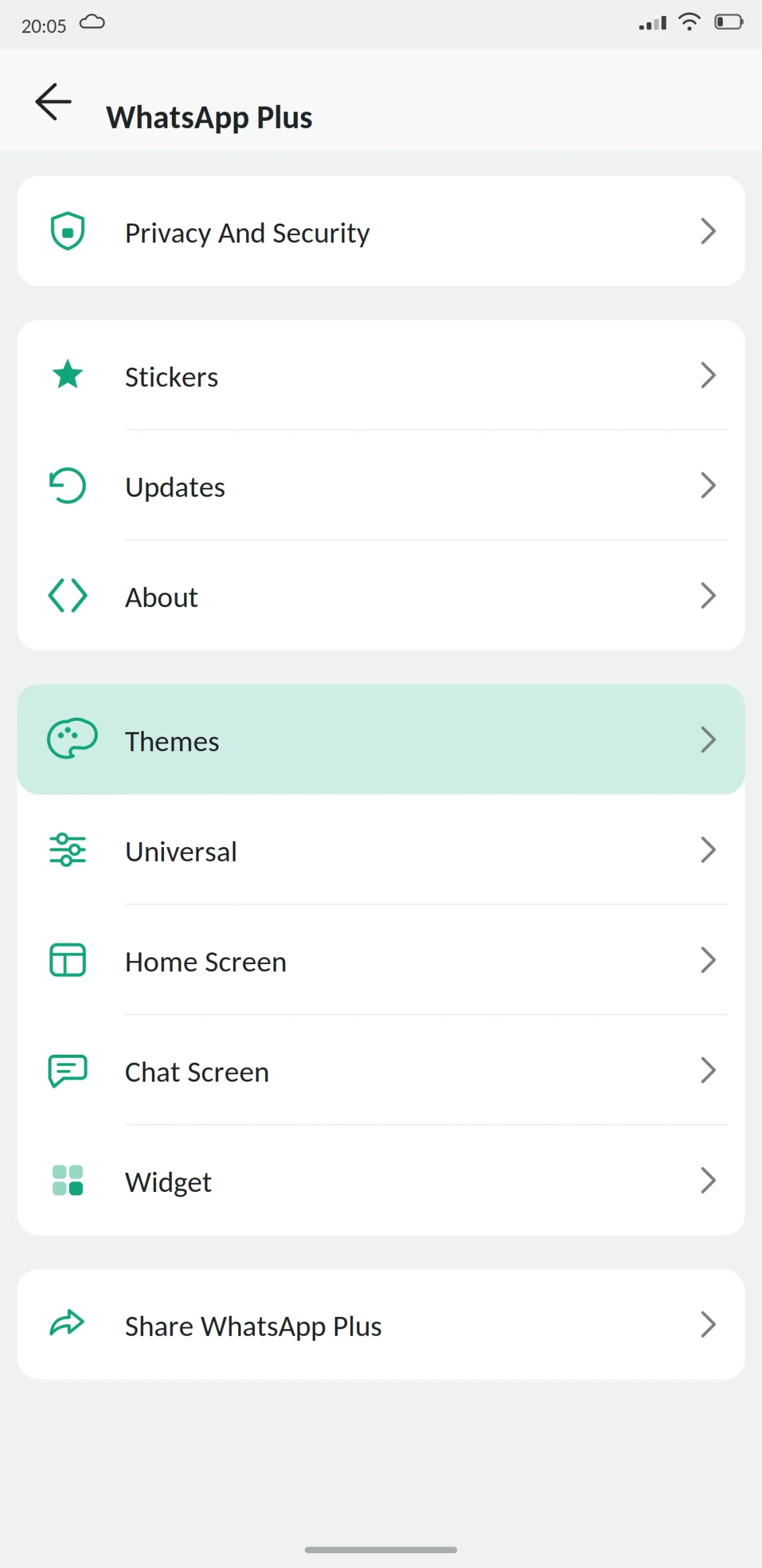 WhatsApp Plus Main Menu