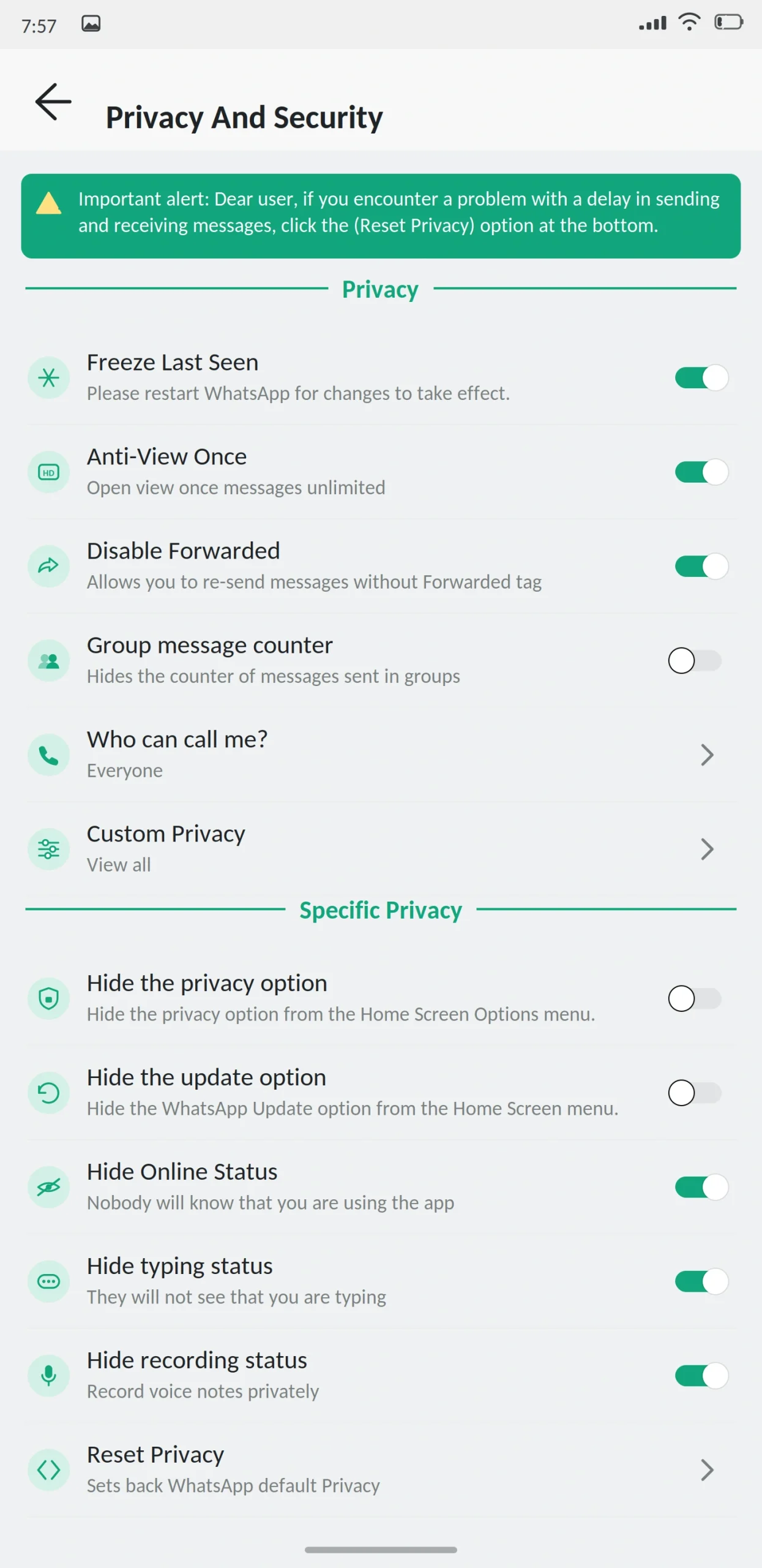 GB WhatsApp Pro Privacy and Security