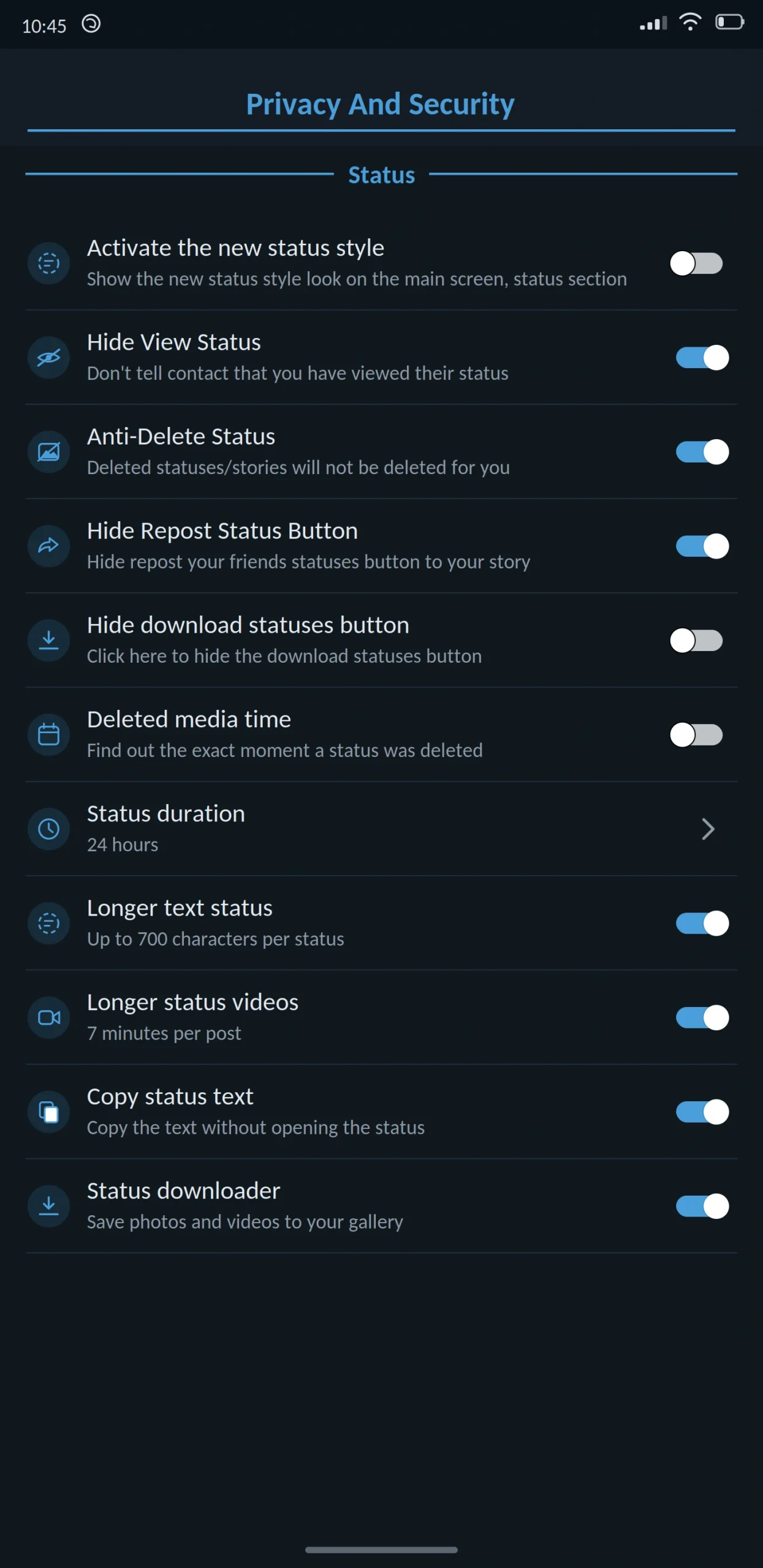 Blue WhatsApp Status