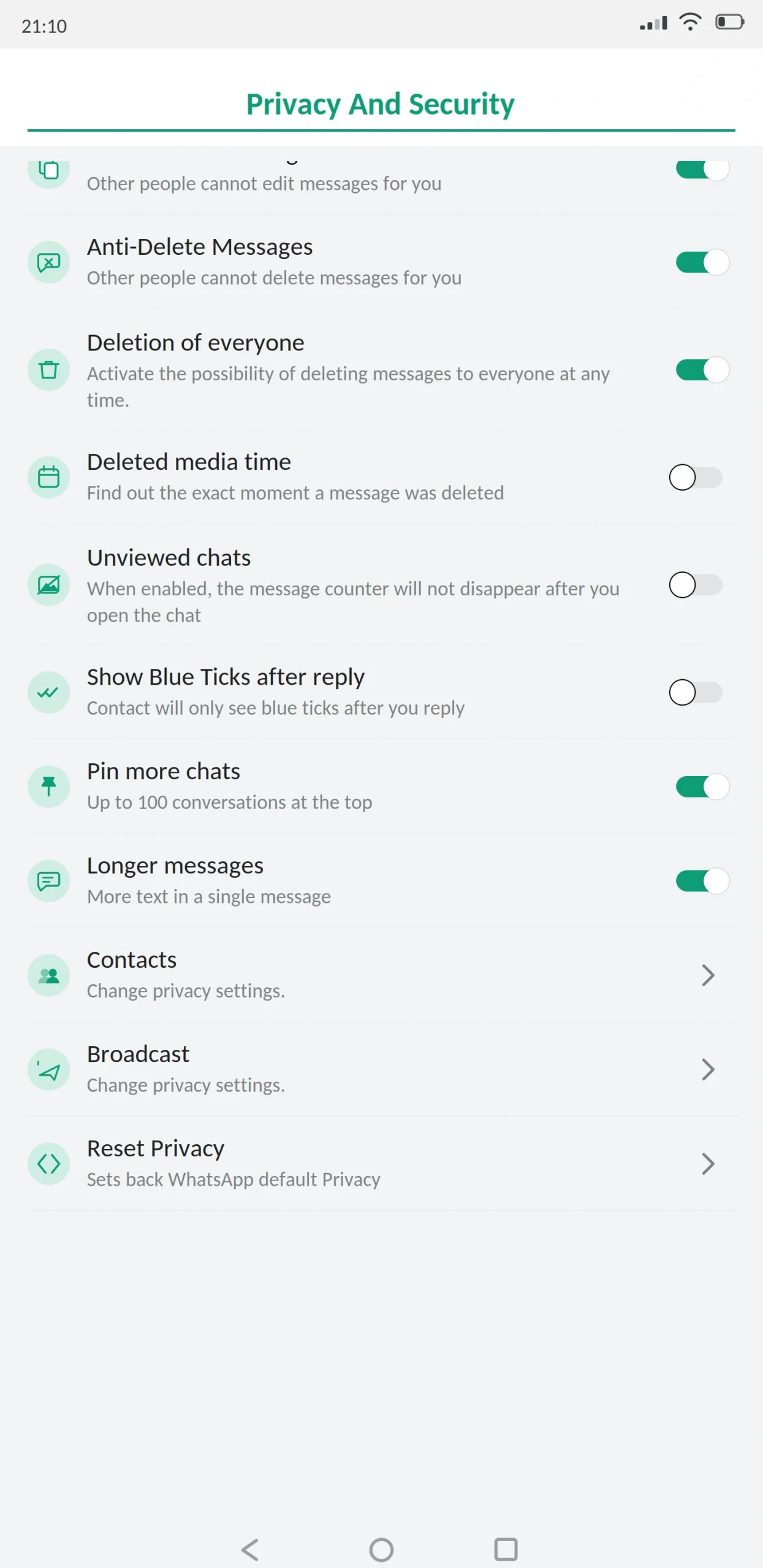 MB WhatsApp Chats and Anti Delete