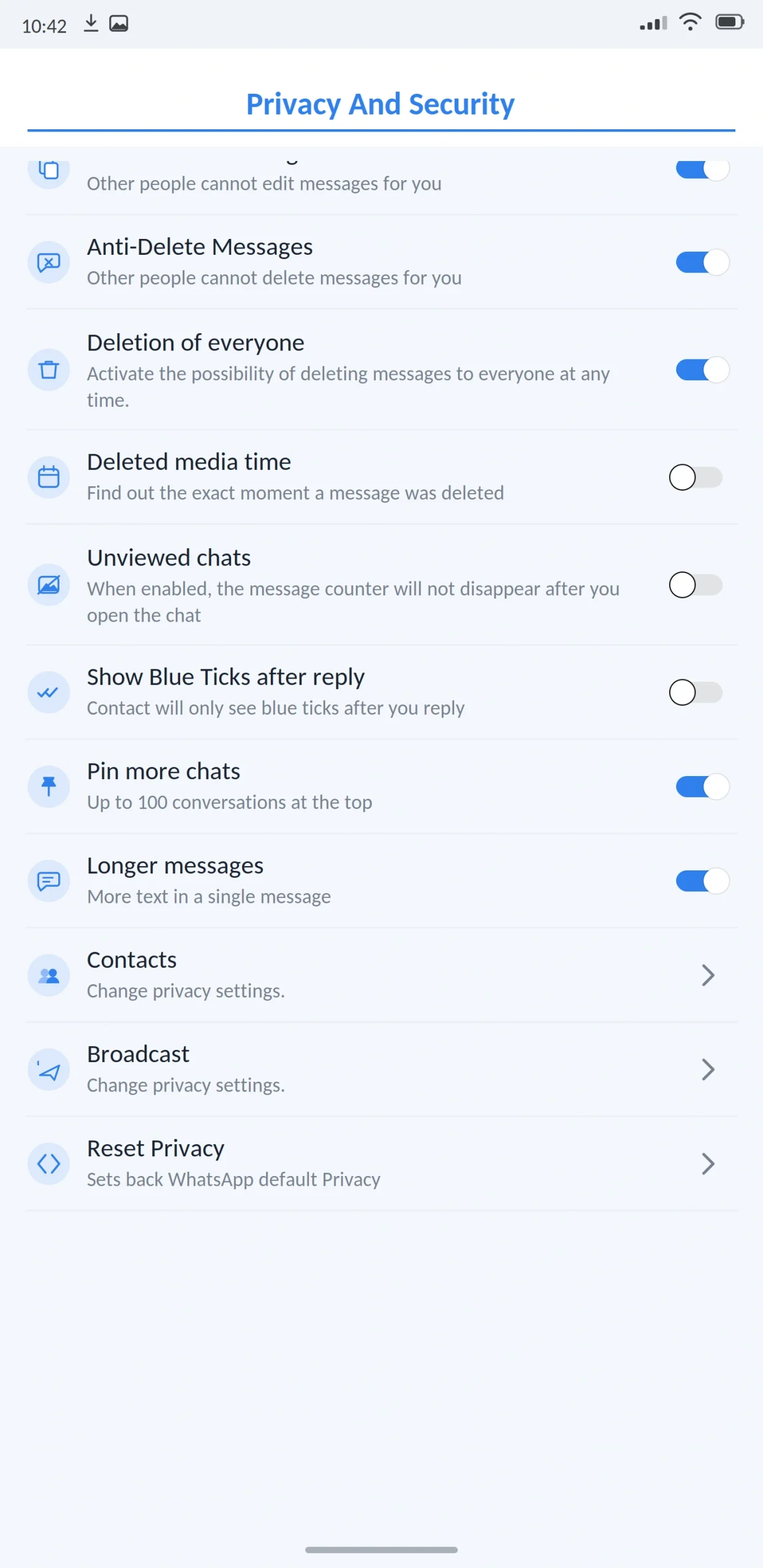 WhatsApp Aero Chats and Anti Delete