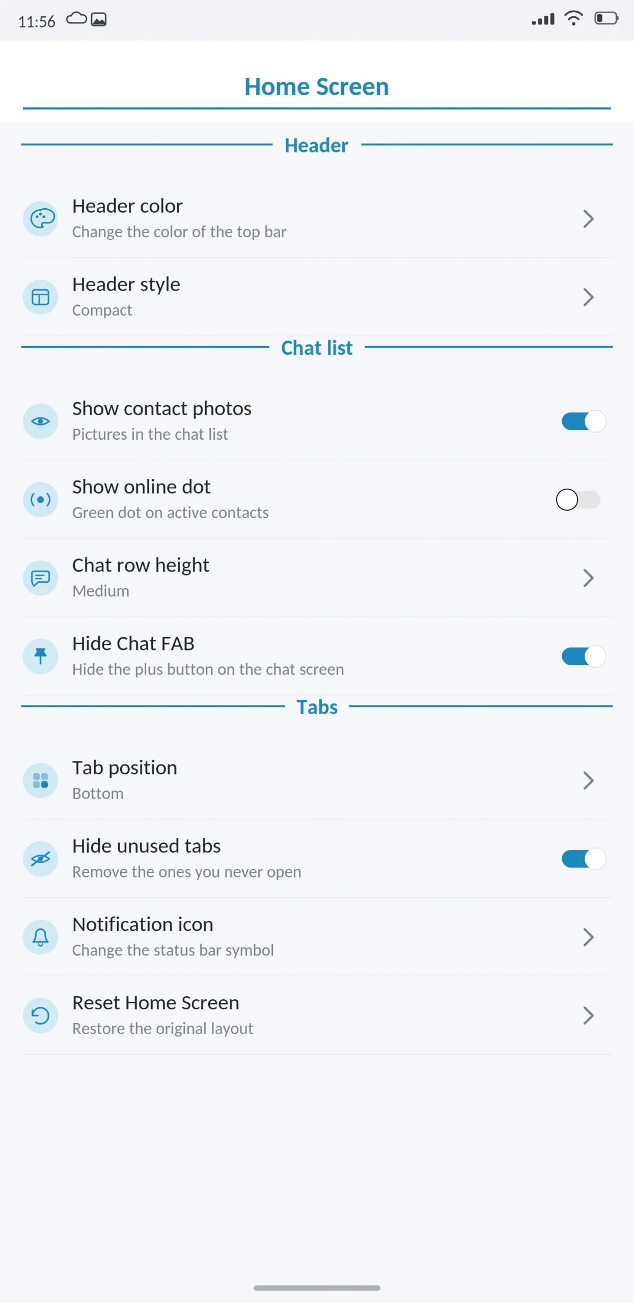 JT WhatsApp Home Screen