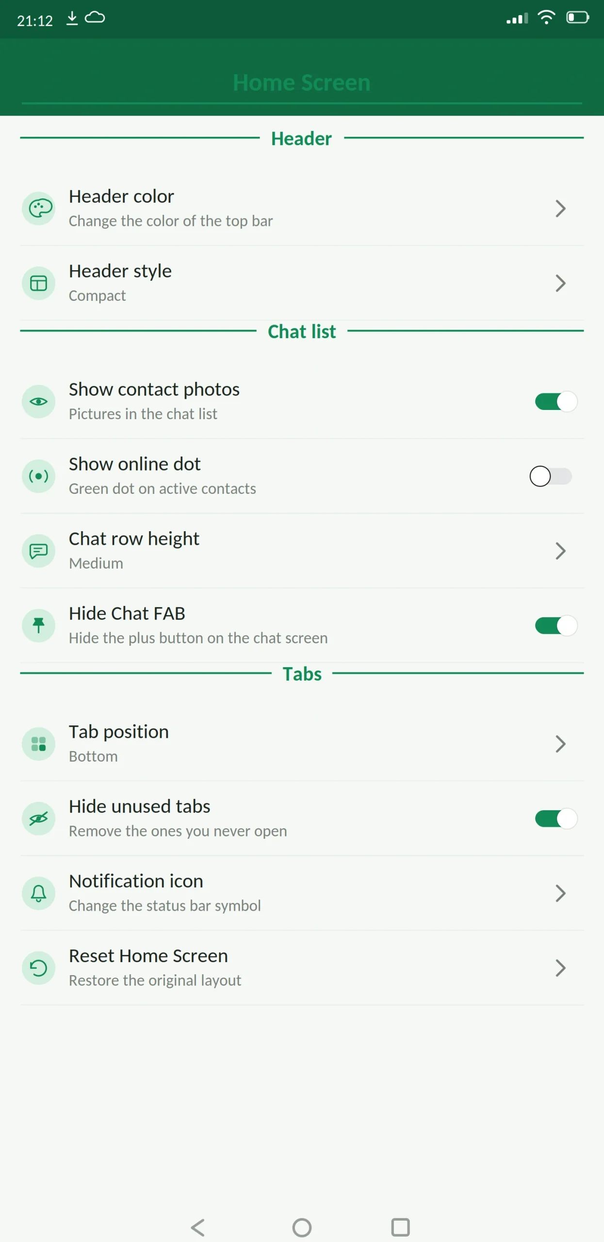 OG WhatsApp Home Screen