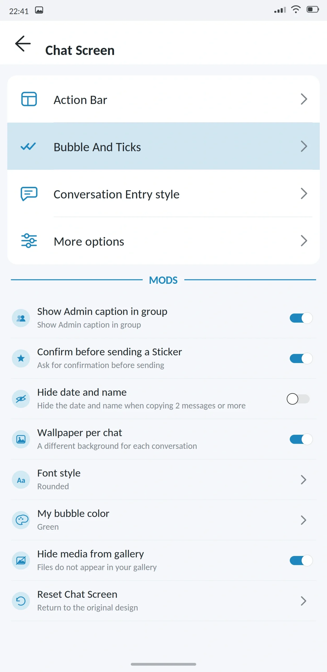 Blue WhatsApp Chat Screen