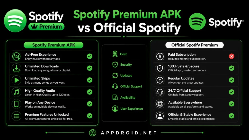 Spotify Premium APK vs Official Spotify